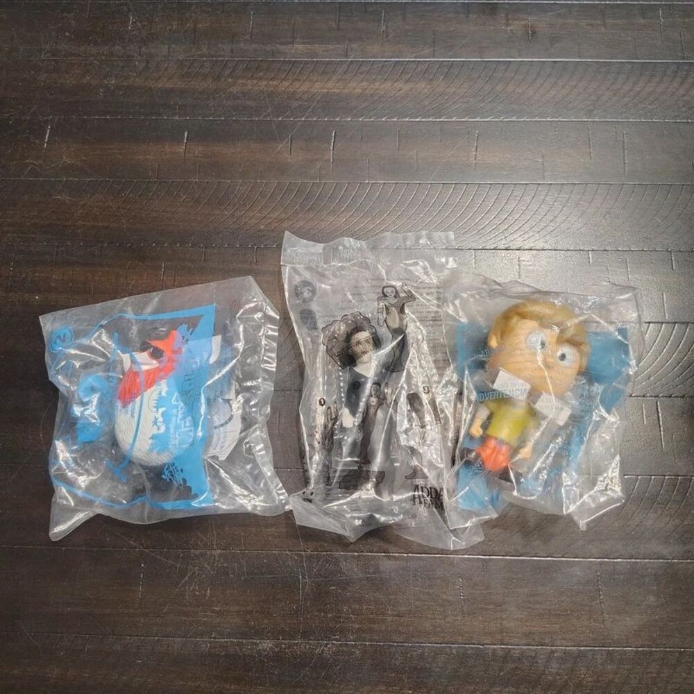 Set of 3 Sealed McDonald's and Burger King Toys Shaggy Morticia Pedro